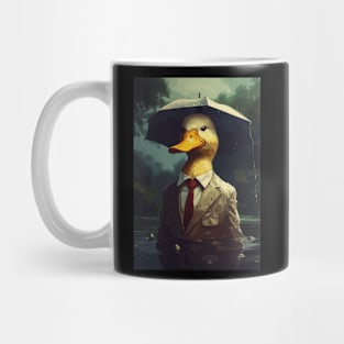 It's Raining Duck With Umbrella Realistic Mug